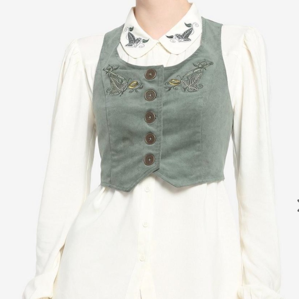 The Lord of The Rings Embroidered Girls Button-Up Vest  Hot Topic
